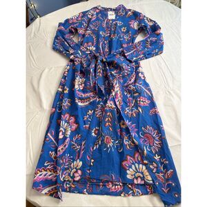 NWT MNG Mango Blue Floral Paisley Midi Shirt Dress Size 4 New